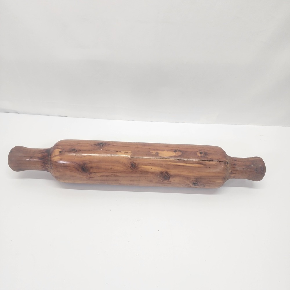 Vintage Handmade Cedar Wood Rolling Pin 21" Rustic Primitive Farmhouse Decor